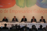 De izda. a dcha., Antonio Fontenla, Fernández Antonio, Pérez Touriño, Álvaro Álvarez-Blazquez y Francisco Cruz, en la jornada inaugural del Encontro.