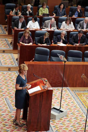   Esperanza Aguirre, durante su intervención en el Debate sobre el Estado de la Región.