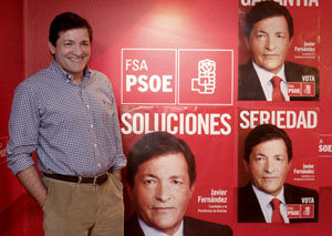  Javier Fernández, candidato del PSOE, durante el acto de inicio de la campaña electoral.