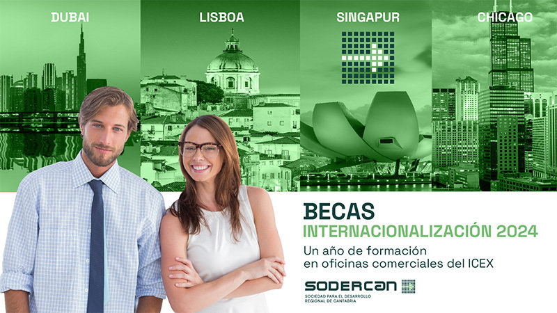 Cartel becas de internacionalización de SODERCAN